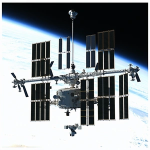 A Large Spacecraft With A Distinctive Silver And Black Color Scheme