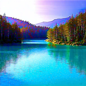 Nature Stock Photography: Crystal Clear (lake:1.28) Surrounded By Lush Vegetation With Serene Lake