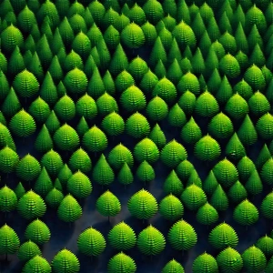Nature 3D Render: Aerial view of (forest:1.3) canopy