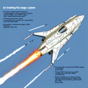 A White Space Shuttle Is Shown In A Blue Sky, With A Jet Of Fire Coming Out Of The Back