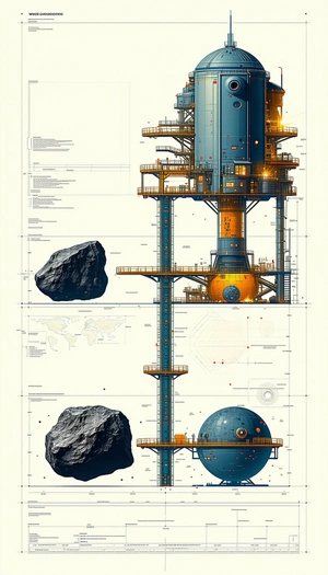 A Large, Futuristic Structure Is Shown In A Series Of Three Drawings