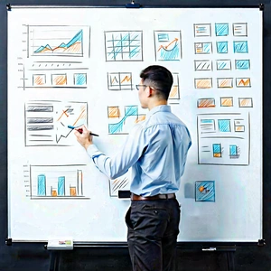 Business Commercial Photography: Creative professional using (digital:1.21) whiteboard