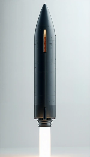 A Large Black Rocket Is Shown In A Close-up View