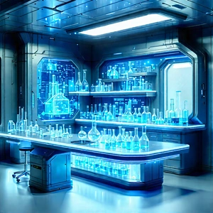Futuristic Research Laboratory With Image, There
