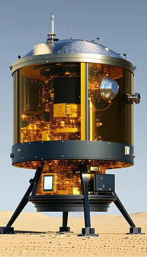 large, shiny, gold-colored metal structure
