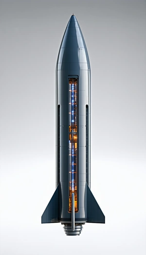 A Large Rocket Ship, Likely A Space Shuttle, Sitting On A White Background