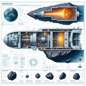 A Spacecraft Is Shown In A Diagram, With A Large Rock In The Middle Of The Ship