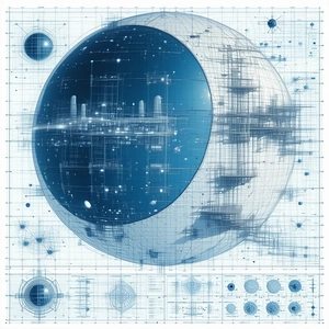 A Blue And White Sphere Is The Centerpiece Of This Image