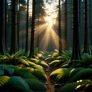 Nature Cinema 4d: Forest Scene During Golden Hour With Image, There