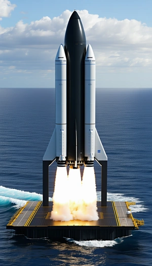A Large Rocket Ship, Likely A Space Shuttle, Sitting On A Runway