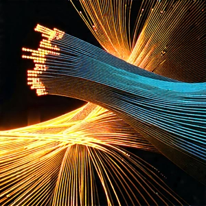 Close-up Of Fiber Optic Cables With Brightly Wire