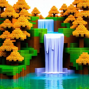 Nature Cinema 4d: Waterfall Pool Surrounded By Autumn Trees With Image, There