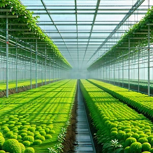 Agricultural Technology In Manufacturing Facility With Large Greenhouse