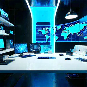 Tech Blender Artwork: Futuristic tech startup office