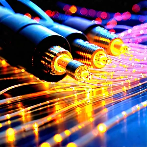 Close-up Of Fiber Optic Cables With Group Wires