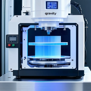 A White And Blue 3d Printer Is Sitting On A Table
