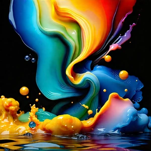 Abstract Sci-fi Art: Fluid Abstract With Complementary Color Palette With Close-up Colorful,