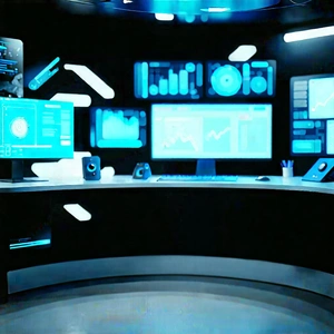 Futuristic digital workspace
