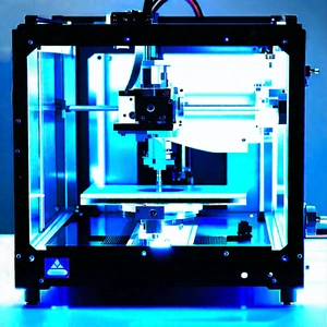3d Printer With Blue Light Glow With Blue Printer