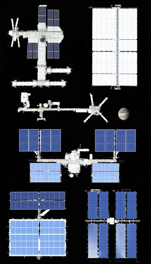 In This Image, There Are Several Spacecraft And A Planet Visible