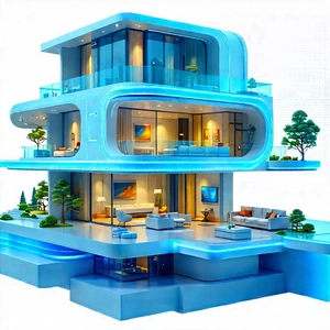 Futuristic Smart Home With Model Large,