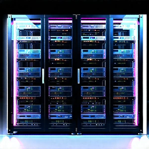 Server rack with neon accents