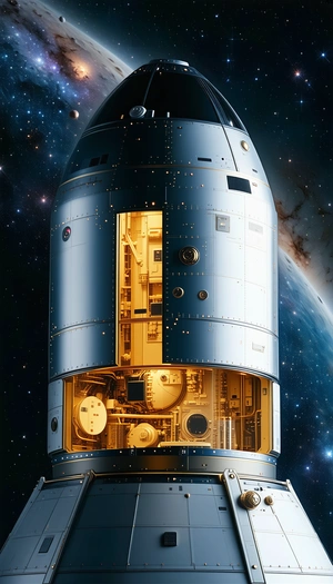A Space Shuttle With Its Hatch Open, Revealing The Interior Of The Spacecraft