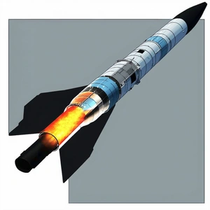 A Rocket Is Shown In A Close-up View, With Its Engine And Tail Visible