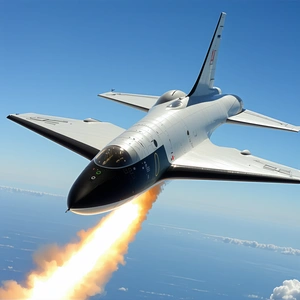 A Jet Is Flying Through The Sky, Leaving A Trail Of Smoke Behind It