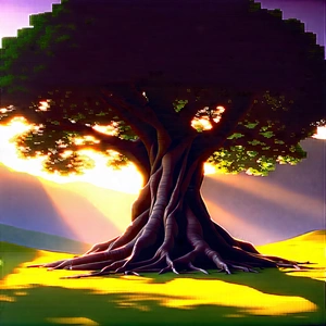 Nature Cinema 4d: (ancient:1.5) Tree In Sunlit Clearing With Large Tree