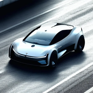 Tech Drone Photography: Innovative Electric Vehicle (design:1.47) With Sleek Silver