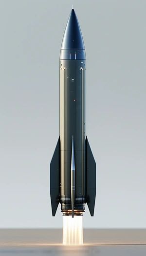A Large Black Rocket Is Shown In A Close-up View