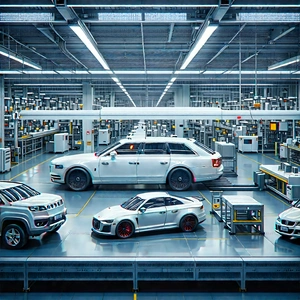 Automotive Technology In Manufacturing Facility With Image, There