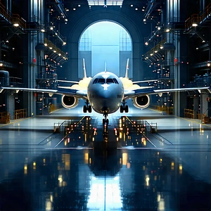 Aerospace Technology In Manufacturing Facility With Large White