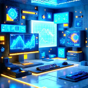 (futuristic:1.15) Tech Startup Office With Image, There