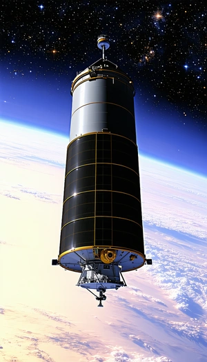 A Large Spacecraft Is Shown In The Image, With A View Of The Earth From Space