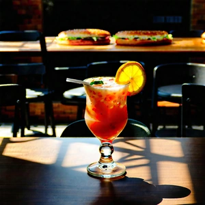 Urban Drone Photography: Urban Cafe Culture Scene With Glass Orange