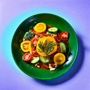 Lifestyle Technical Illustration: Plant-based Dish Prepared With Seasonal Produce With Green Bowl
