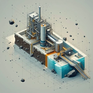 The Image Is A 3d Rendering Of A Factory With A Large Industrial Building