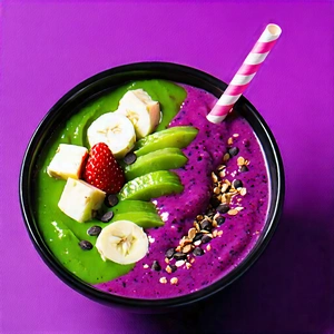 Lifestyle Digital Art: Smoothie Bowl Prepared With Seasonal Produce With Close-up Green
