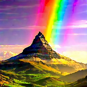 Nature Octane Render: Rainbow Over Mountain Peak With Beautiful Mountain