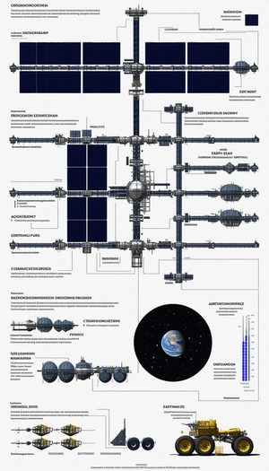 A Poster Is Displayed With A Diagram Of A Space Station