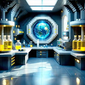 Futuristic Research Laboratory With Image, There