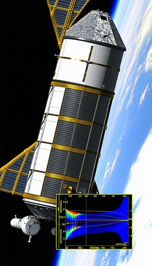 A Large Spacecraft, Possibly A Space Shuttle, With A Yellow And Black Striped Pattern