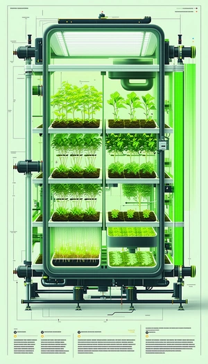 A Large Green Machine Filled With Various Plants