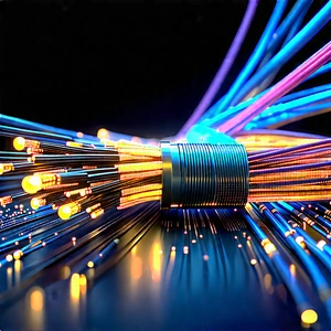 Close-up Of Fiber Optic Cables With Close-up Bundle
