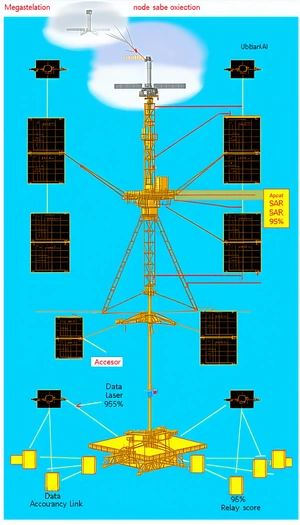 The Image Is A Blueprint Of A Space Station, Showing The Various Components And Their Connections