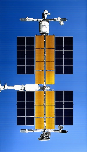 space shuttle docked