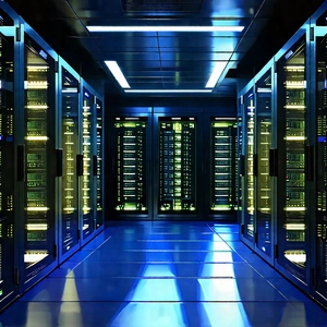 Futuristic Server Room With Large Room