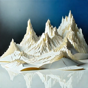 Abstract Product Photography: Paper Formation With Reflection With Large, Intricate